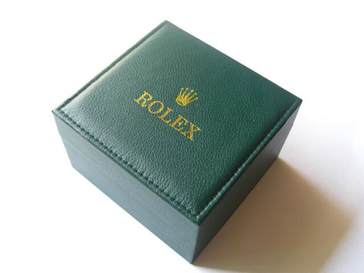 Sans serif fonts on Rolex brand packaging