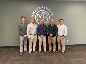 Three generations are represented at Marshall & Bruce. They include, from left, Duncan Smith, operations; Dudley Smith, VP of sales; Bob Smith, former CEO (retired); Chip Smith, president; and Rob Smith, sales.