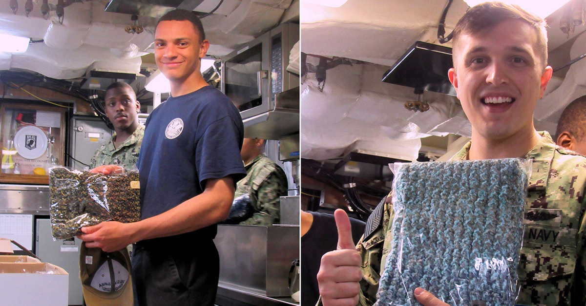 US Navy crew with Handmade Brigade scarves 