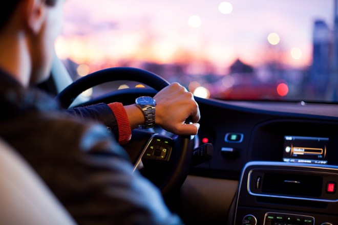 Driver listening to radio