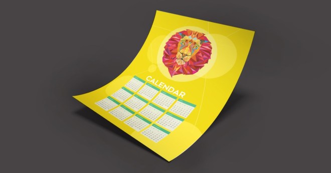 Example of a poster calendar with a lion