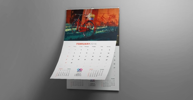 Wall calendar example with bike