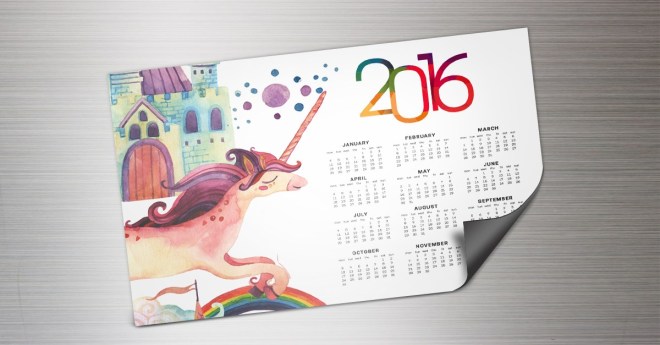 Magnet calendar with a unicorn