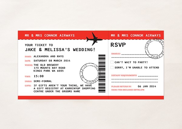 plane ticket save the date