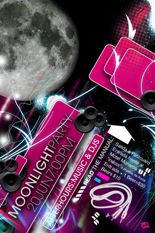 Night Club Flyer - Moonlight Party: Music and DJs