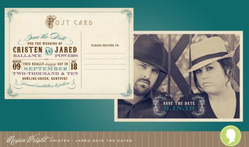 western theme save the date postcard